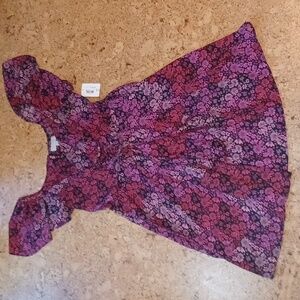 Belle Sky Summer Dress With Front Lacing & Flutter Sleeves Size L NWT